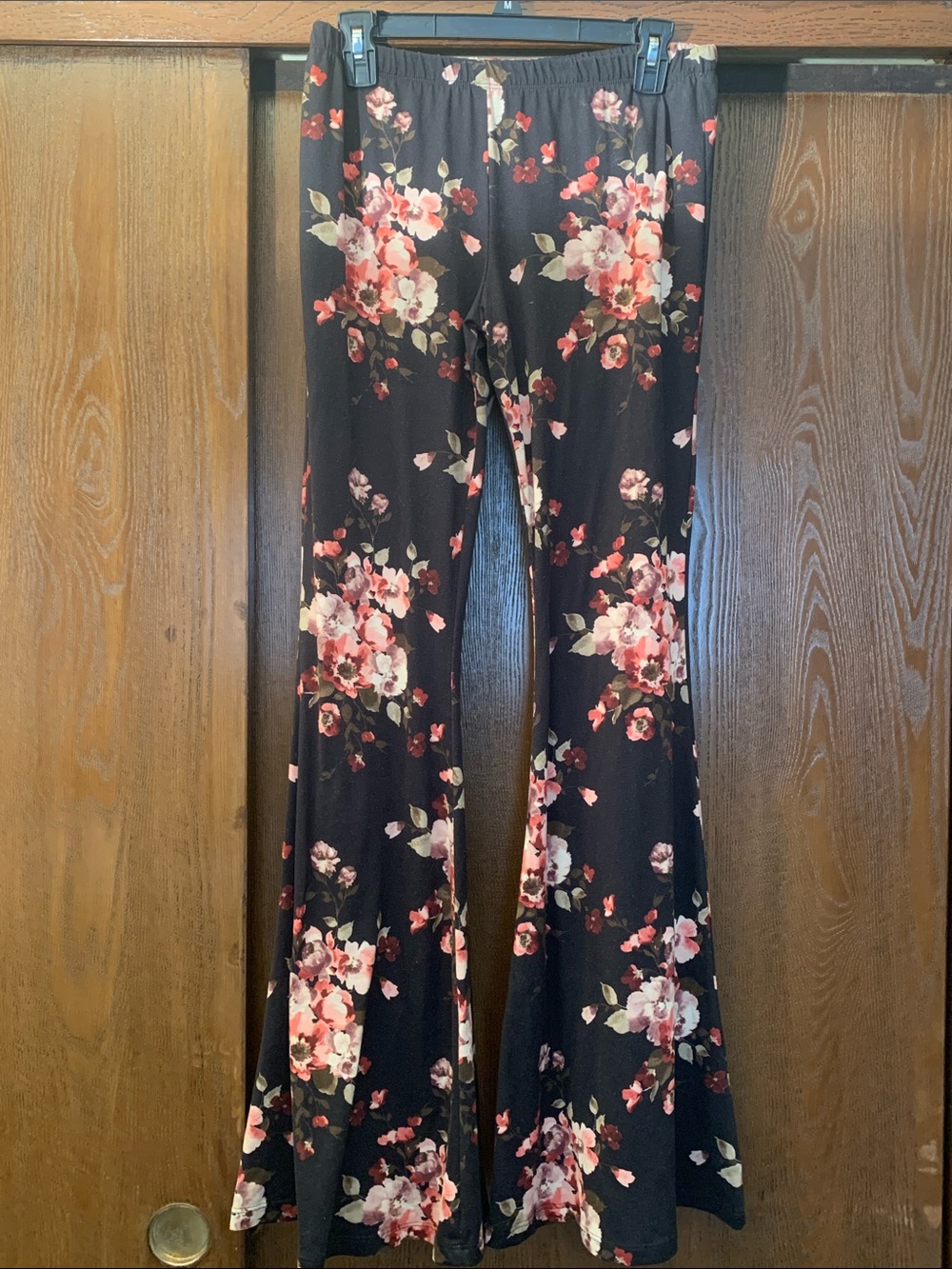 Wide Leg Pants with Pink Floral Print